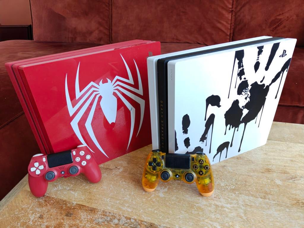 2x PS4 Pro Limited Edition Spiderman & Death Stranding, Ophalen, Met games, Zo goed als nieuw, Met 1 controller