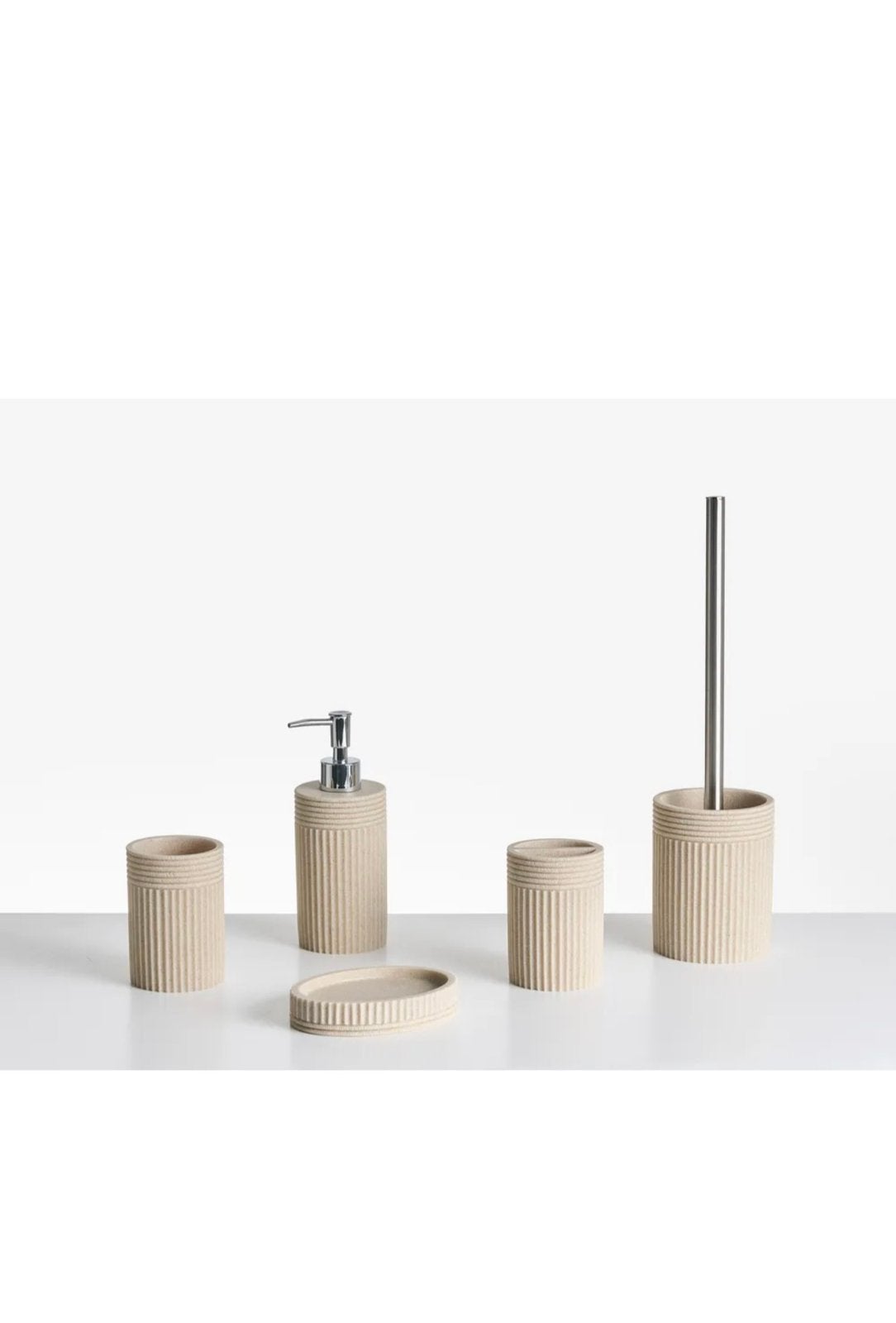 5-delige badkameraccessoireset licht beige, Ophalen of Verzenden, Zo goed als nieuw, Beige