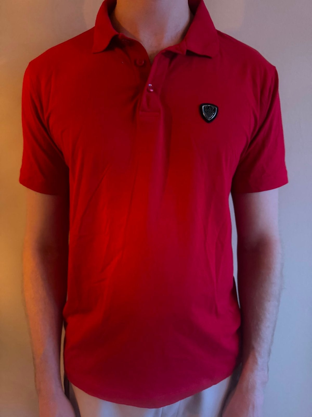 Emporio Armani EA7 Polo Shirt Rood - Maat M, Ophalen of Verzenden, Zo goed als nieuw, Maat 48/50 (M), Rood