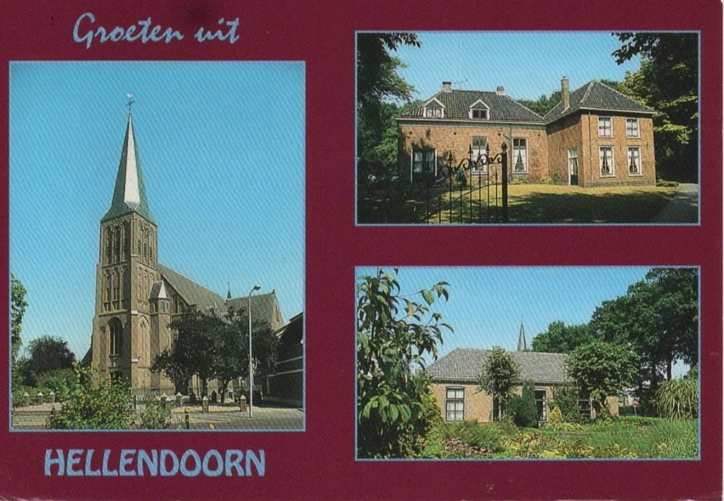 Ansichtkaart Hellendoorn, 4-luik, kerk, historische gebouwen, Ophalen of Verzenden, 1980 tot heden, Gelopen, Overijssel