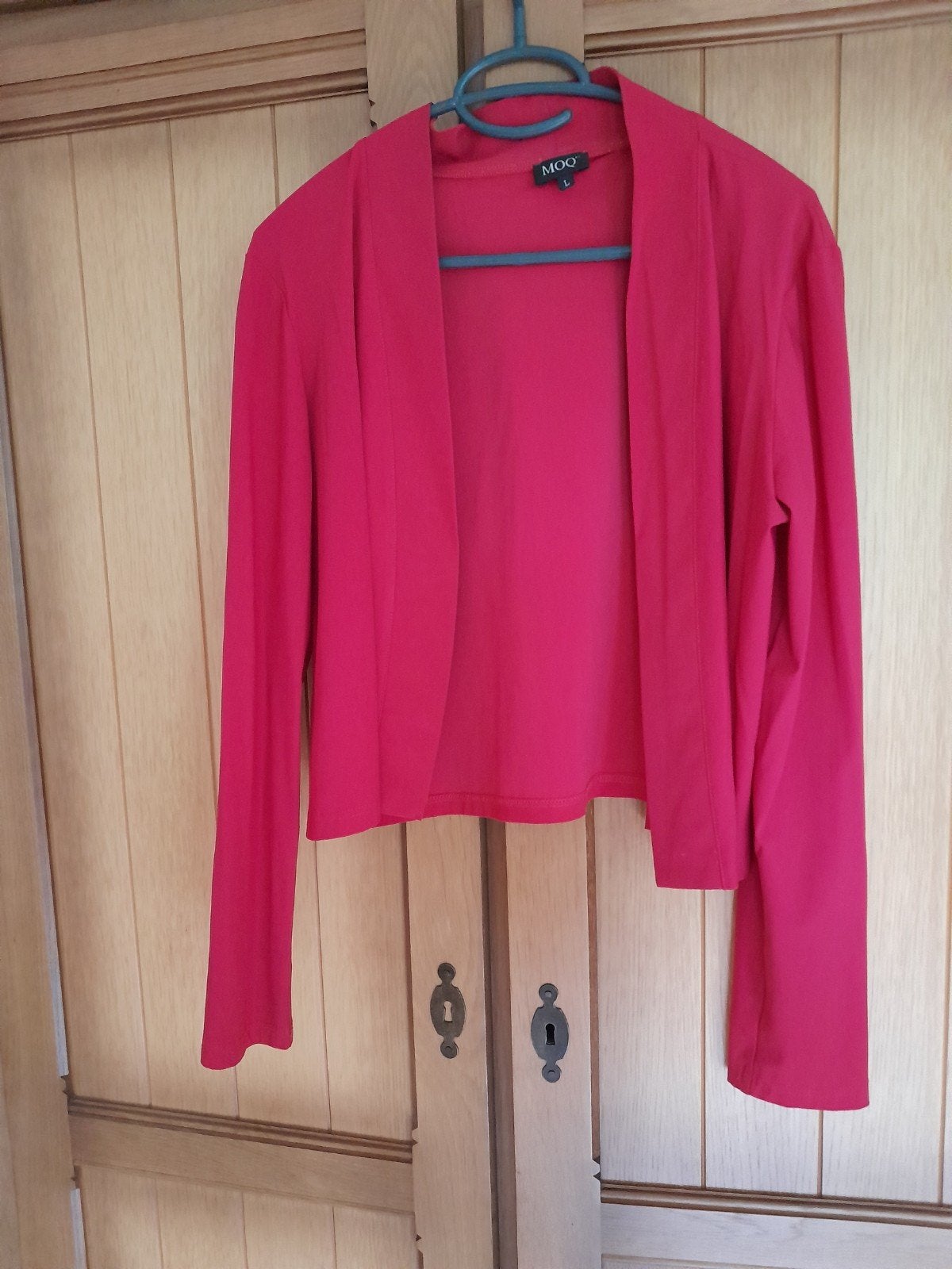 Openvallend vestje van Moq maat L  travelstof fuchsia, Kleding | Dames, Verzenden, Maat 42/44 (L), Moq, Zo goed als nieuw