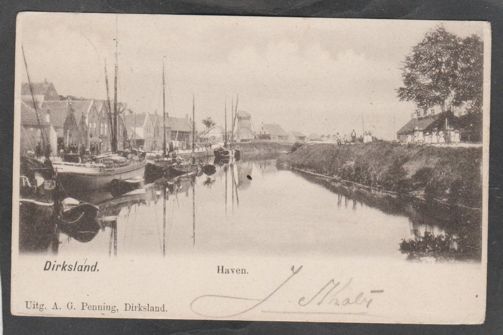 dirksland  haven met schepen en molen, Verzenden, Voor 1920, Gelopen, Zuid-Holland