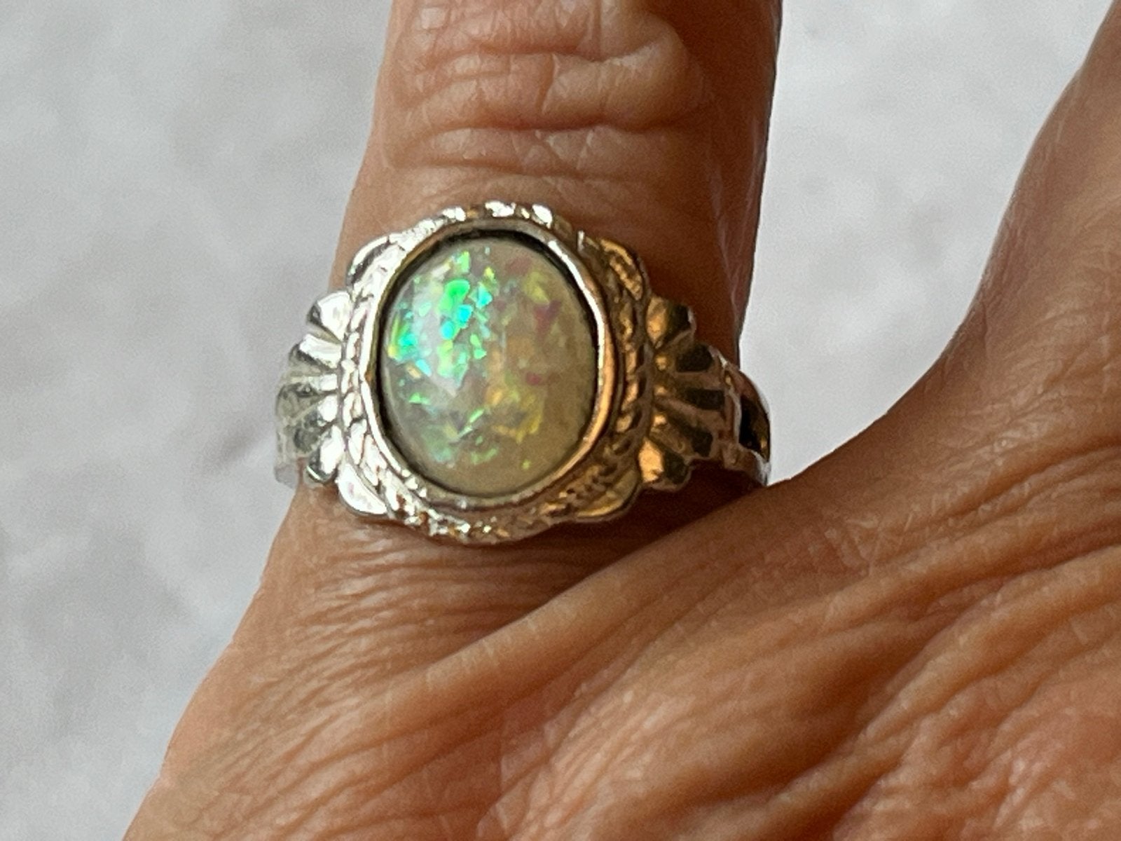Fraaie zilveren ring met Opaal, Sieraden, Tassen en Uiterlijk, Verzenden, Met edelsteen, Dame, Zilver