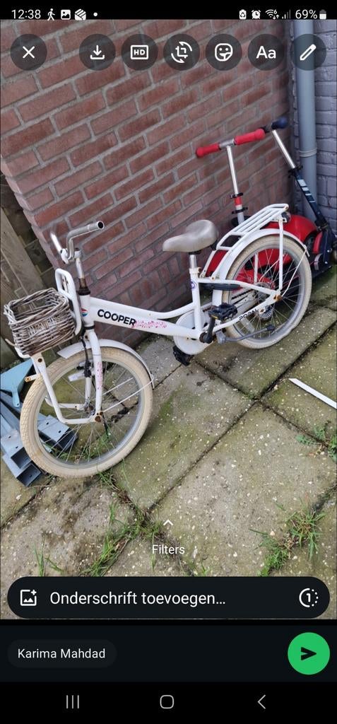 Kinder fiets defect maar wel op te knappen, Fietsen en Brommers, Ophalen of Verzenden, Gebruikt, 20 inch of meer