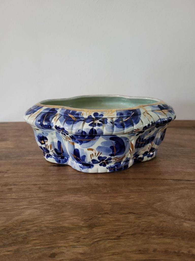 Bloempot schaal H. Bequet Belgium aardewerk, Antiek en Kunst, Antiek | Keramiek en Aardewerk, Ophalen of Verzenden