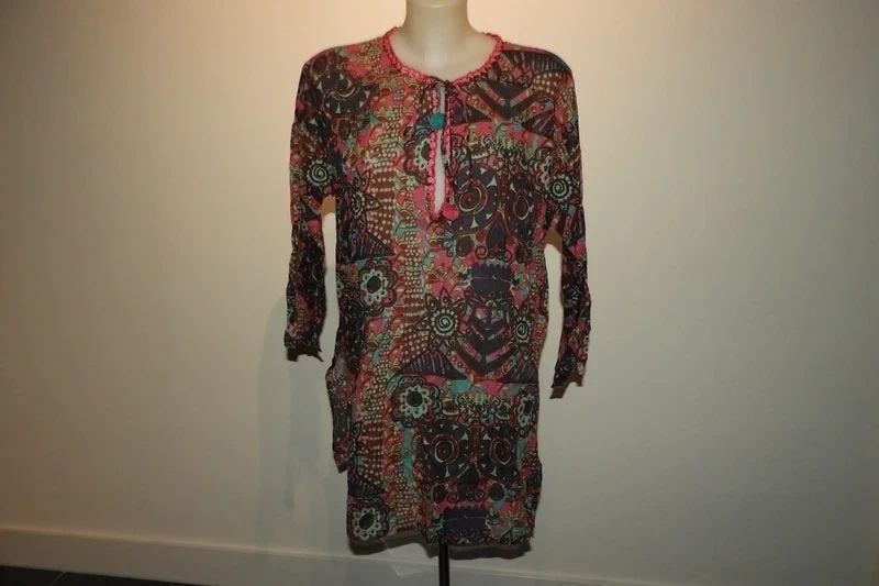 Missoni kleurrijk tuniek helemaal in print koort pompoen S.M, Zo goed als nieuw, Missoni, Maat 36 (S), Meerkleurig