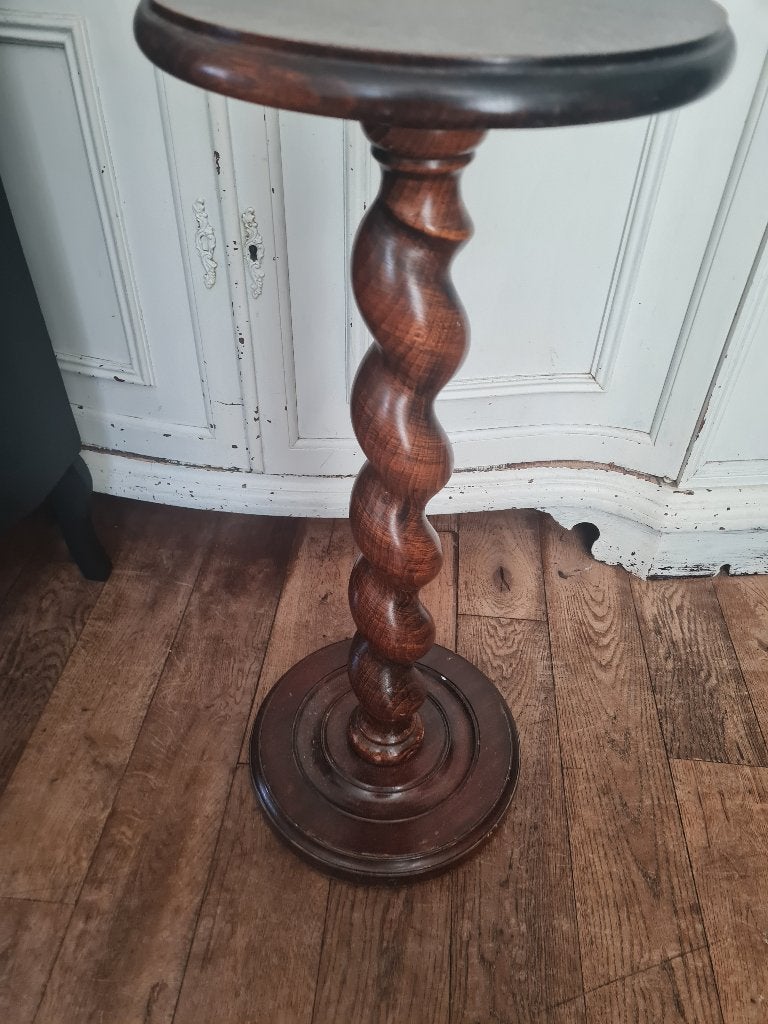 Antieke houten pilaar massief  plantentafel pied de stalle, Heikant 21 Kaatsheuvel, Belle Vieille Brocante, Ophalen of Verzenden