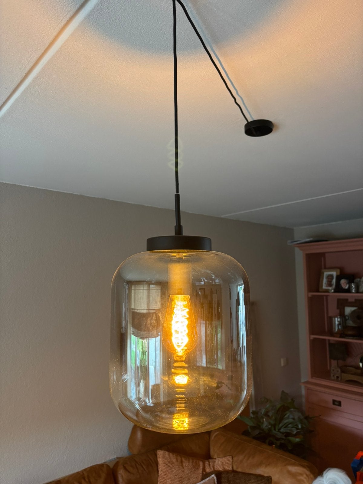 Mooie hanglamp loods 5, Ophalen, Zo goed als nieuw, Glas, E27 (groot)