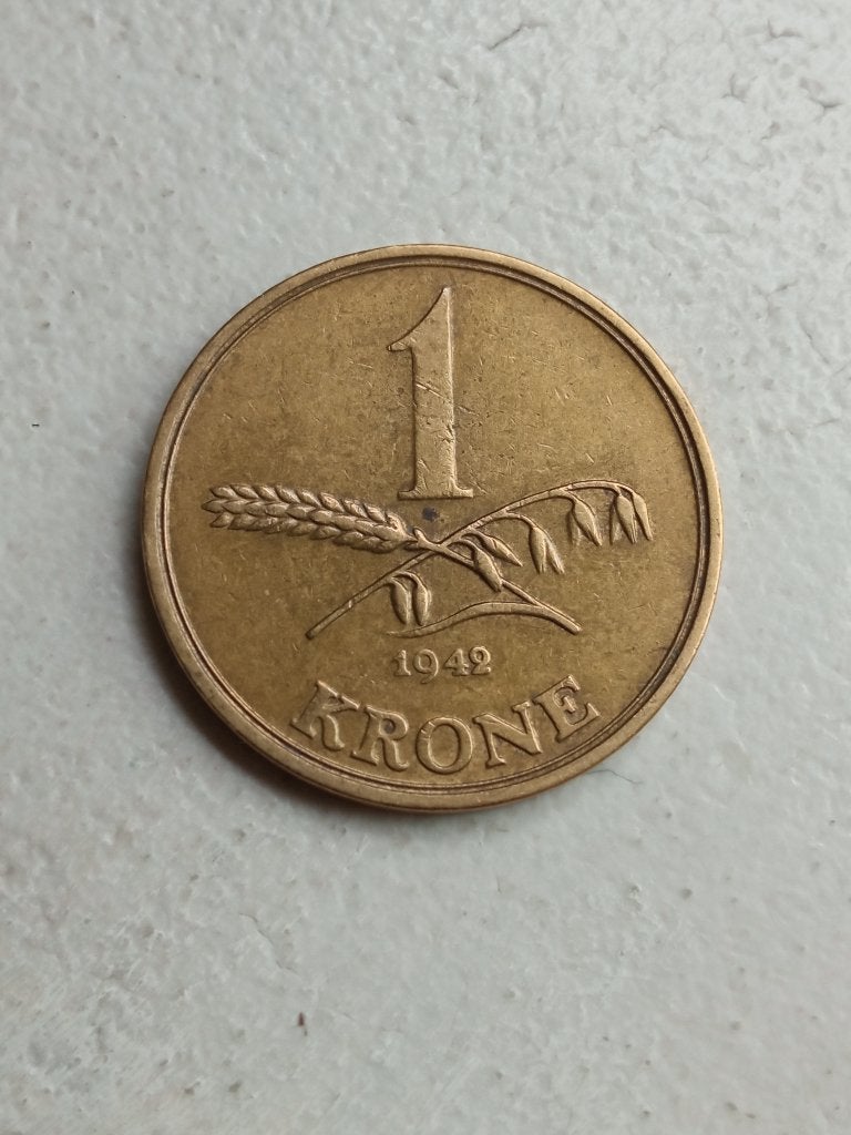 Denemarken 1 kroon 1942., Ophalen of Verzenden, Overige landen, Losse munt