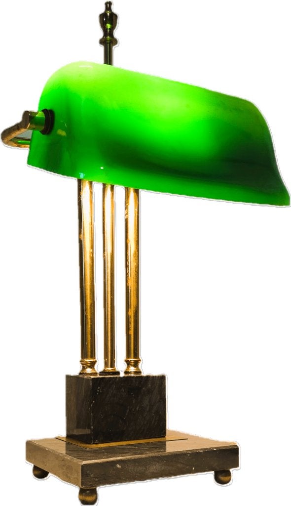 Bankierslamp, Notarislamp, bureellamp met marmer., Ophalen of Verzenden