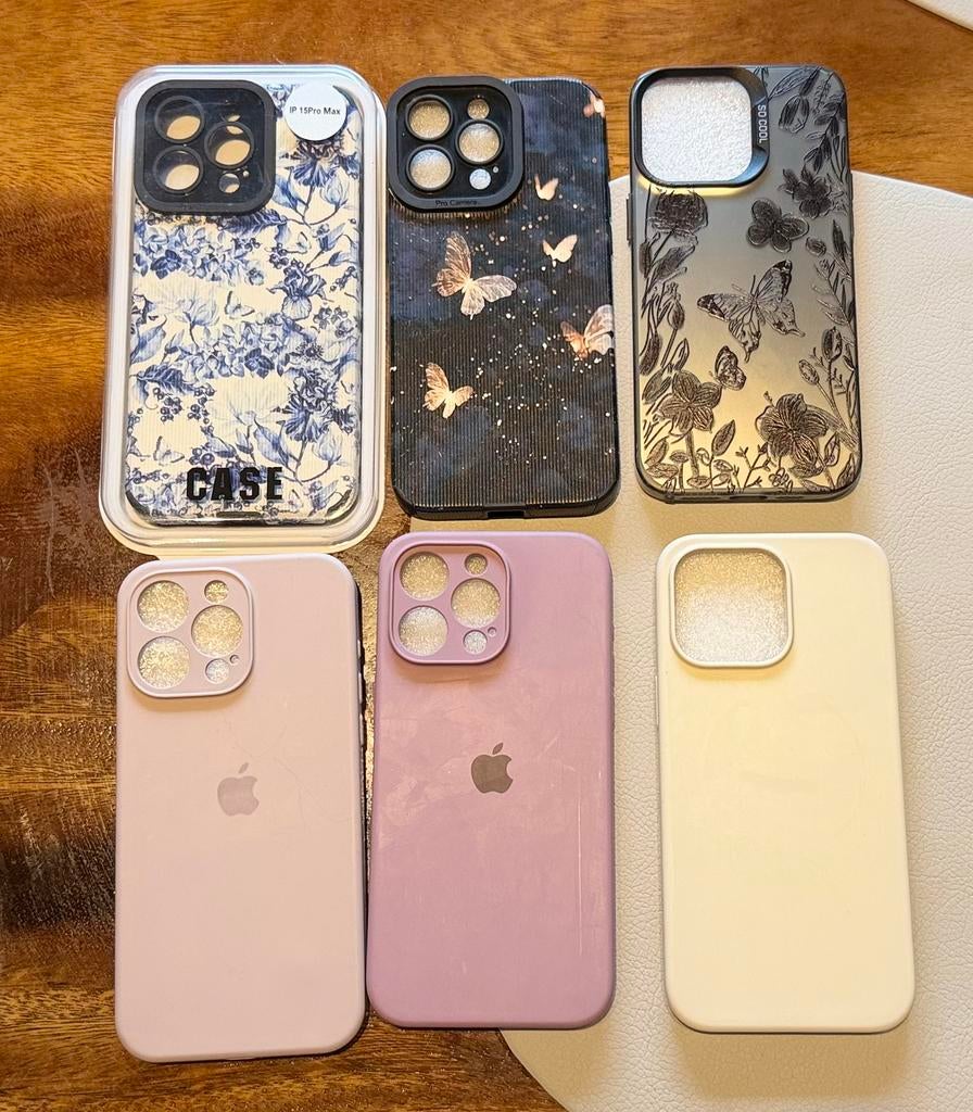 Set van 6 telefoonhoesjes voor iPhone 15 promax+ 3 st gratis, Ophalen of Verzenden, Zo goed als nieuw