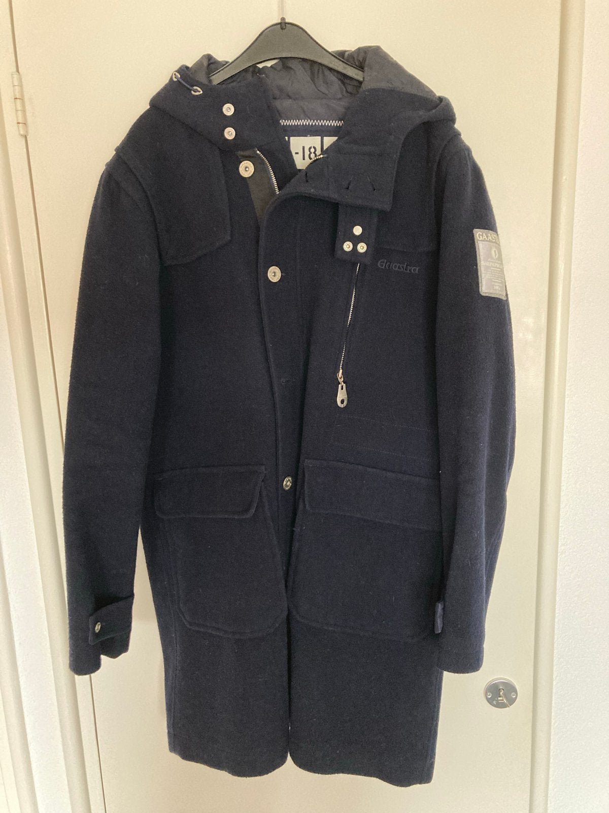 Gaastra Duffle Coat - Donkerblauwe Wollen Jas, Ophalen of Verzenden, Zo goed als nieuw, Maat 52/54 (L), Blauw