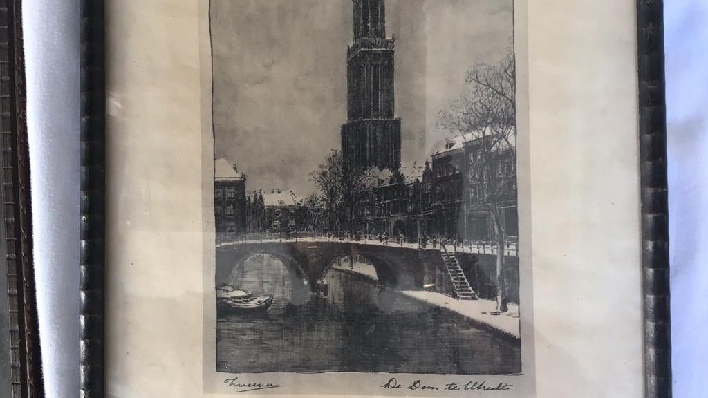 Dom van Utrecht en laurenskerk Rotterdam  oude pentekening, Antiek en Kunst, Ophalen of Verzenden
