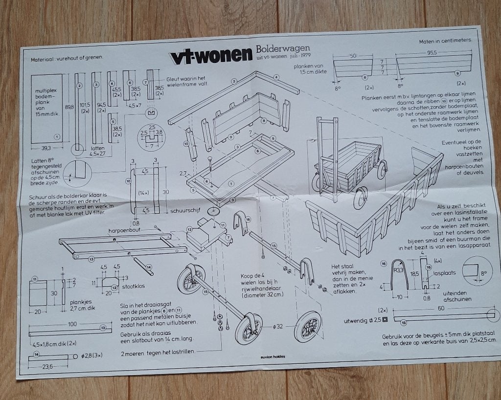 Bouwtekening van een bolderwagen, Hobby en Vrije tijd, Ophalen of Verzenden, Nieuw, Groter dan 1:32