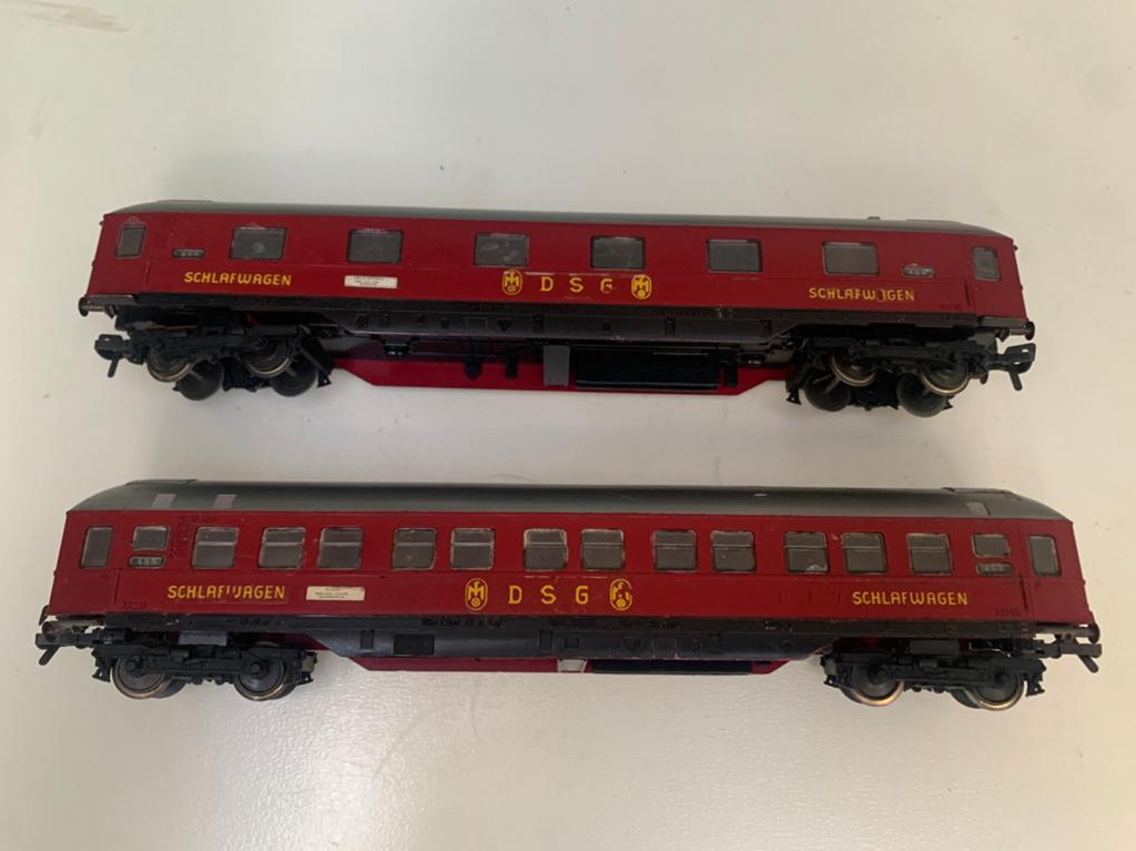Fleischmann DSG slaapwagonnen, samen 6,50 euro, Gebruikt, Gelijkstroom, Fleischmann, Wagon