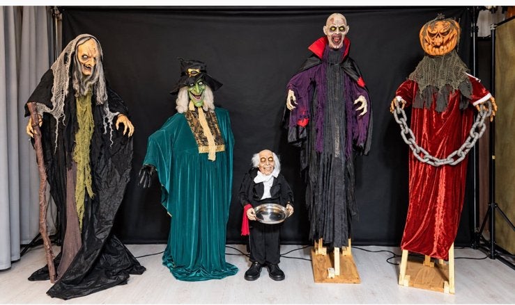 5  bewegende Halloween figuren met lich rn geluid, Ophalen, Halloween of Griezel