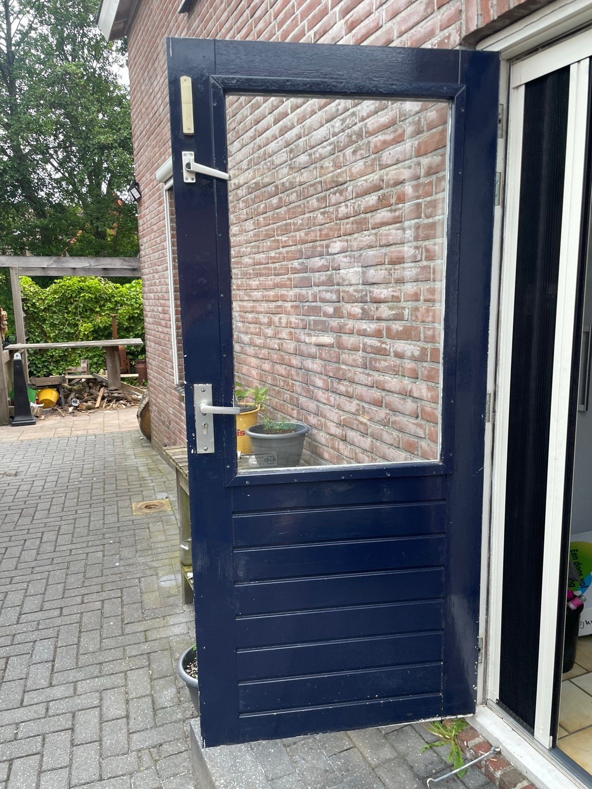 Houten achterdeur, zware kwaliteit, Ophalen, Gebruikt, 80 tot 100 cm, Buitendeur