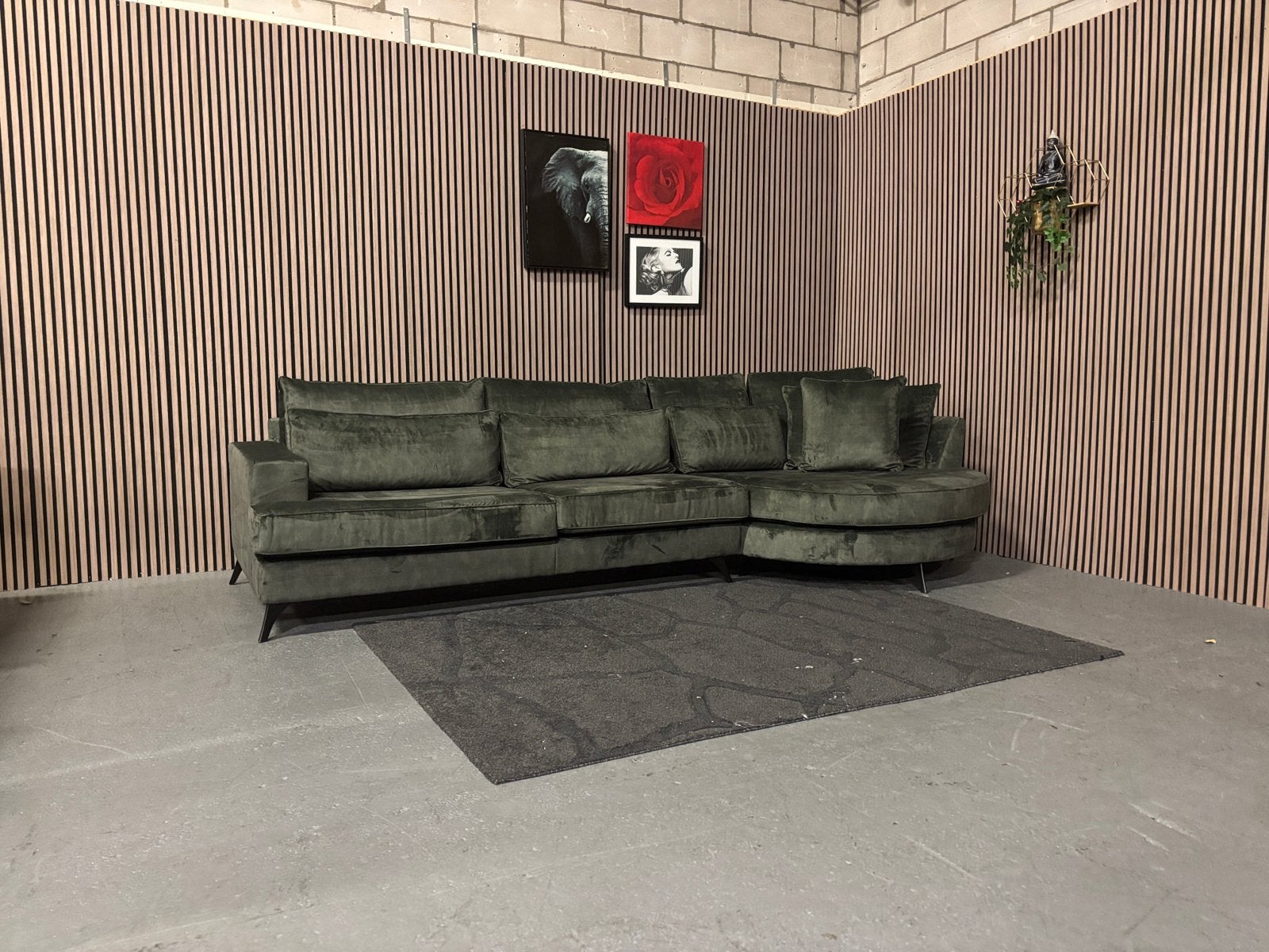 GRATIS LEVERING Loungebank Velvet Groen 340x160 GEREINIGD