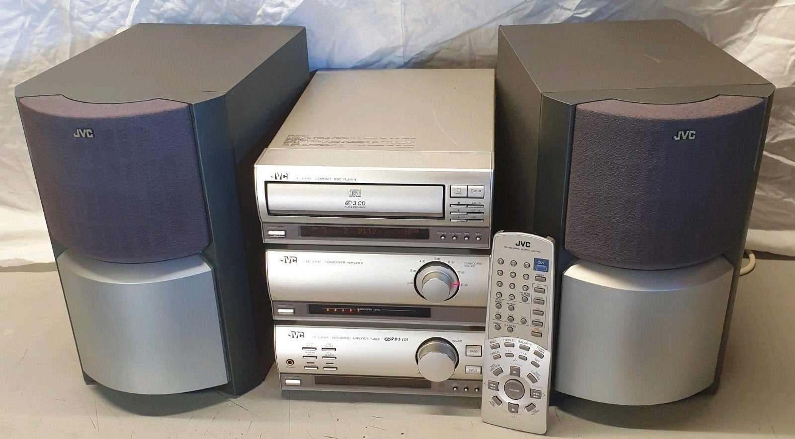 JVC set ex-90 receiver, bas versterker, cd speler + remote, Audio, Tv en Foto, Stereo-sets, Ophalen of Verzenden, Cd-speler, JVC