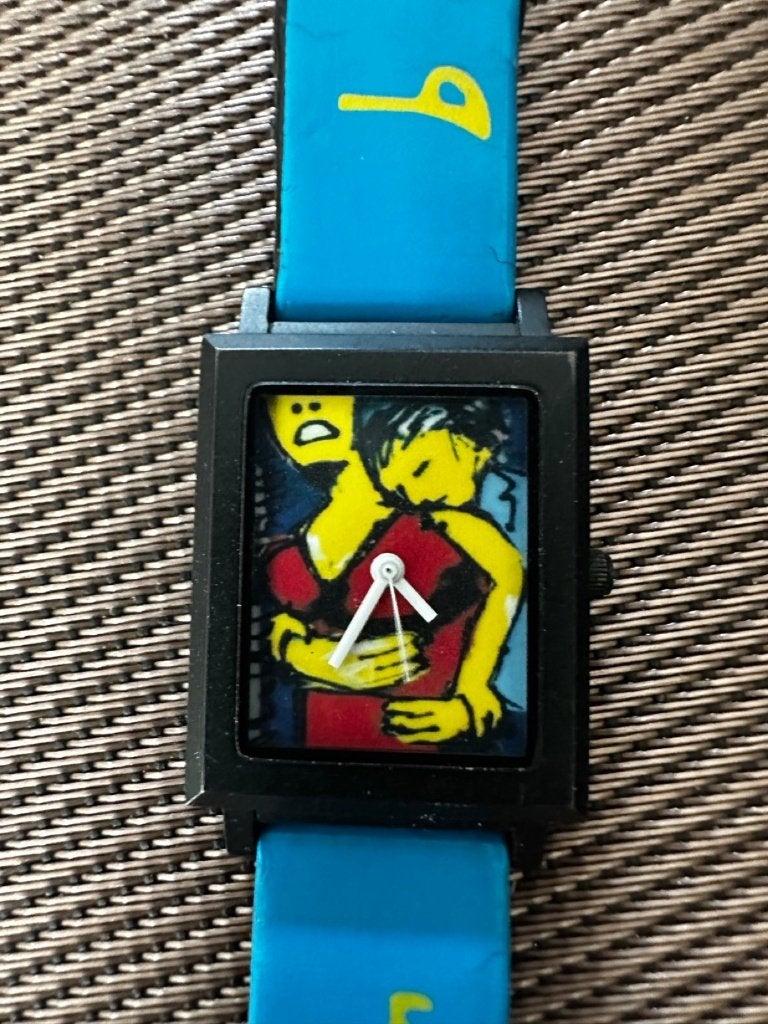 Herman Brood kunstwerkhorloge met beschilderde leren band, Ophalen of Verzenden