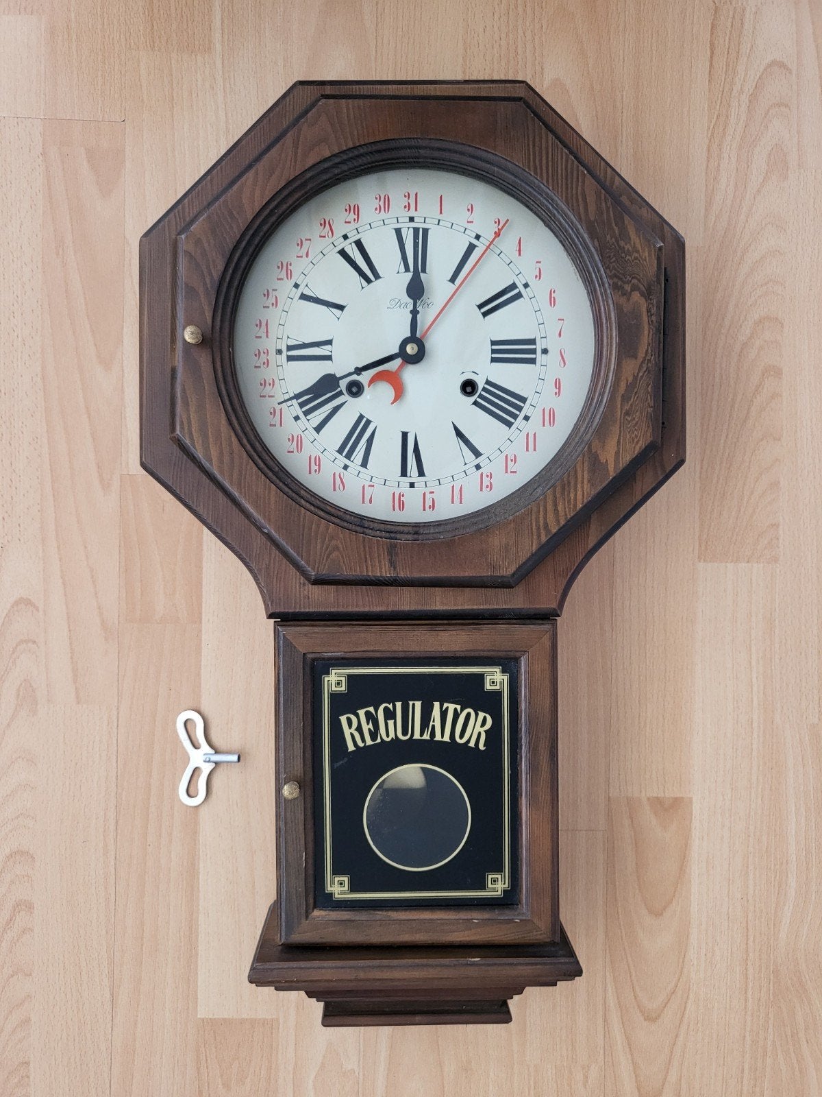 Antieke Regulator Wandklok met Kalenderfunctie, Antiek en Kunst, Antiek | Klokken, Ophalen