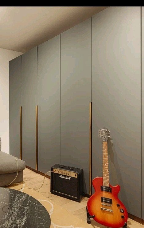 IKEA pax kast 3,5 meter. Groene deuren, bronzen lange grepen, Huis en Inrichting, Ophalen, Overige materialen, Minder dan 50 cm