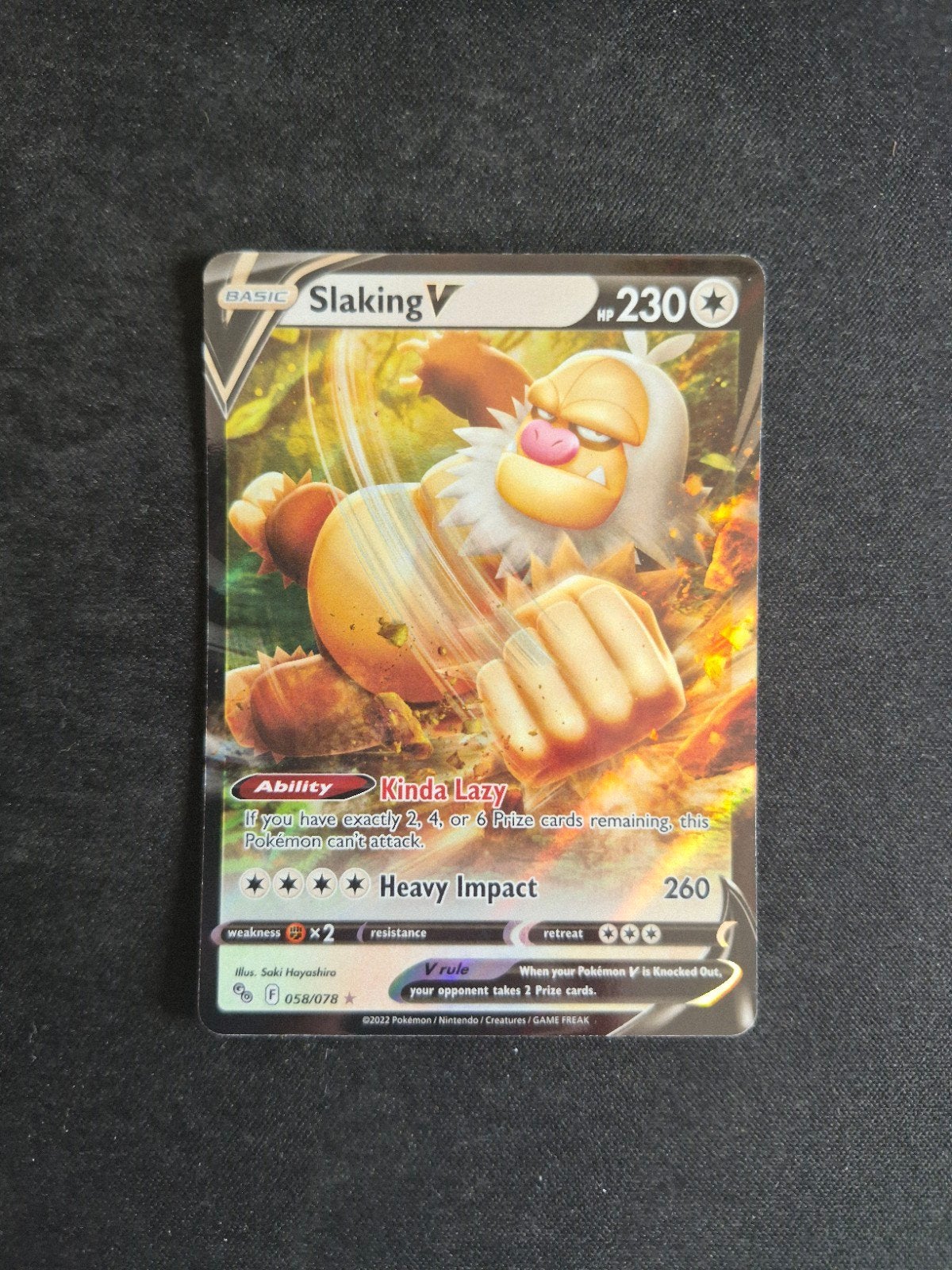 Pokemon Kaart Slaking V 058/078, Ophalen of Verzenden, Zo goed als nieuw, Losse kaart, Foil