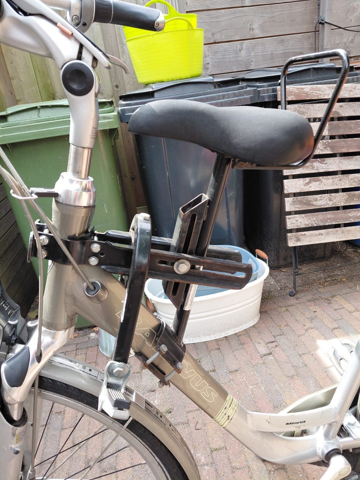fietsscherm bobike, handsteun kinderzitje, en zadeltje, Fietsen en Brommers, Ophalen, Voorzitje, Bobike, Gebruikt
