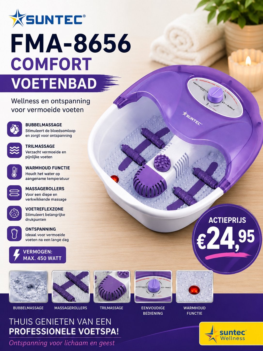 Suntec FMA-8656 Comfort Voetenbad - Wellness & Ontspanning, Ophalen of Verzenden, Nieuw, Hand- en Voetverzorging