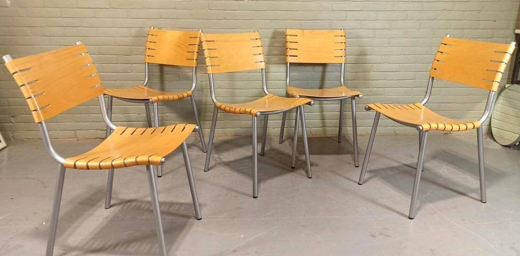 Set van 5 vintage Ruud Jan Kokke stoelen eetkamerstoelen, Ophalen, Tweedehands, Tweedehands, Vijf, Zes of meer stoelen