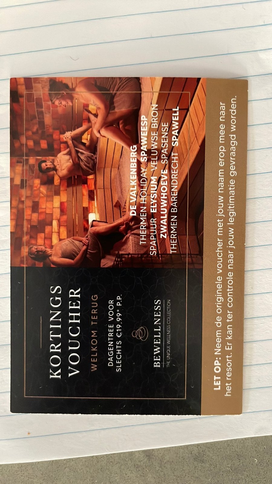 Kortingvoucher sauna Bewellness, Twee personen, Kortingsbon, Spa of Sauna
