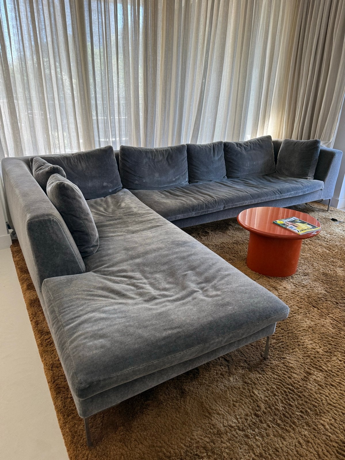 B&B Italia bank Charles by Antonio Citterio / Mohair bekleed, Ophalen, Gebruikt, Minder dan 75 cm, Stof