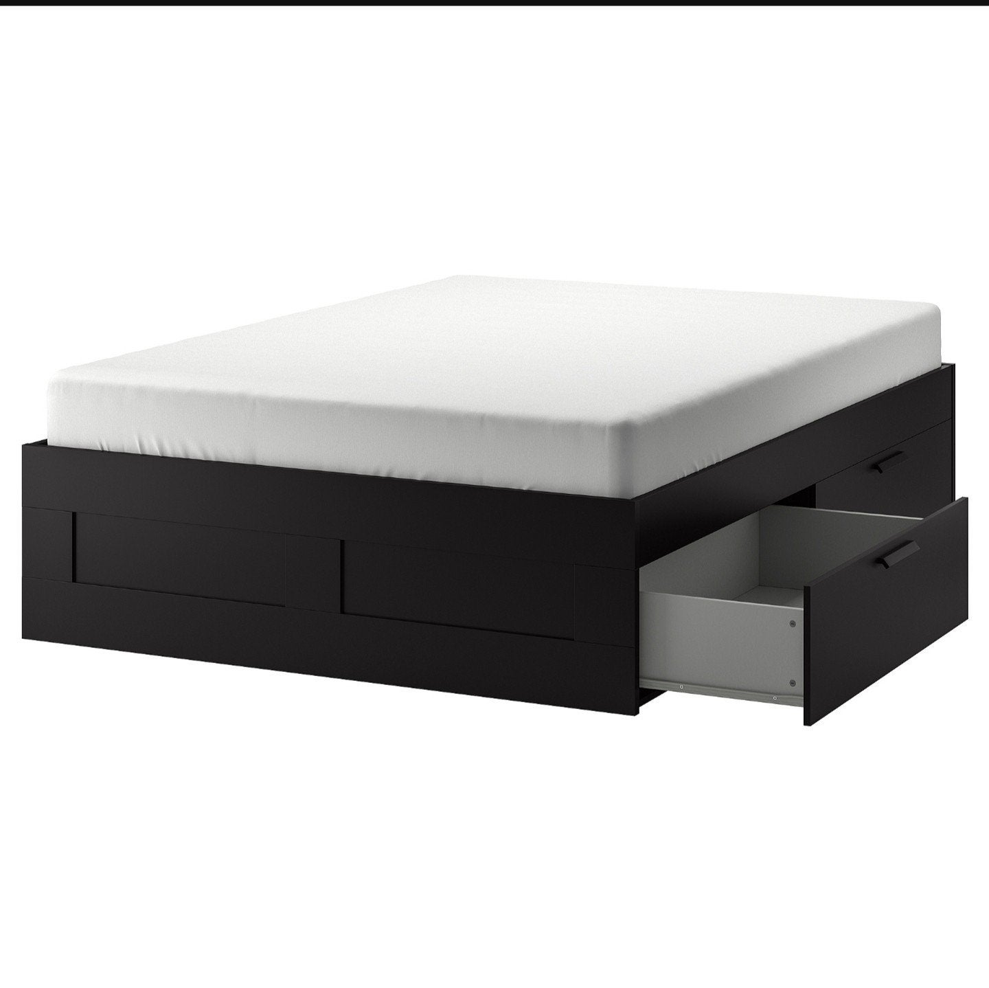 Ikea Brimnes bed, kledingkast en Malm bureau - Zwart, Ophalen, Gebruikt, Zwart, Tweepersoons
