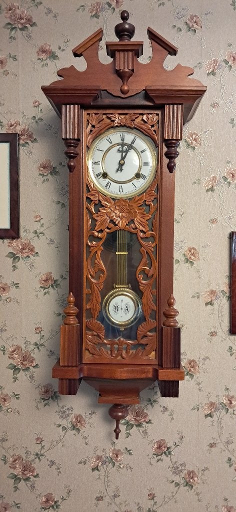 Prachtige antieke houten regulator klok, Ophalen