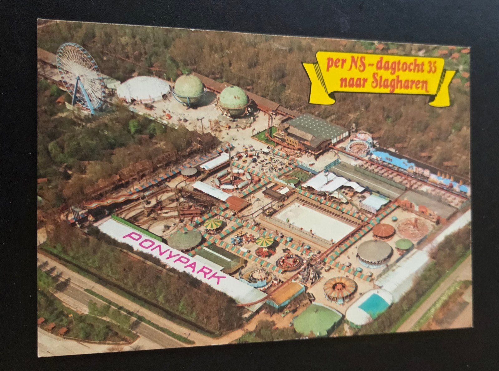 Oude ansichtkaart Ponypark Slagharen met NS-dagtocht, Verzenden, 1960 tot 1980, Ongelopen, Overijssel