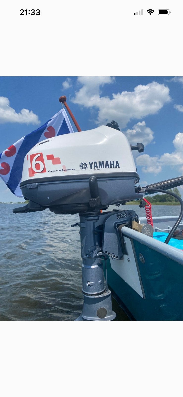 Yamaha 6 pk 4 takt zgan stalen vlet trailer, Watersport en Boten, Ophalen, Gebruikt, Minder dan 5 pk, Buitenboordmotor
