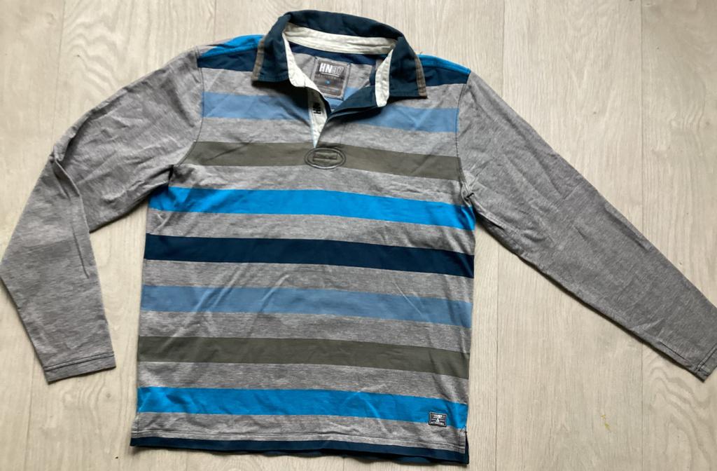 Heren Polo Lange Mouwen Maat L van Human nature, Maat 52/54 (L), Blauw, Ophalen of Verzenden, Gedragen