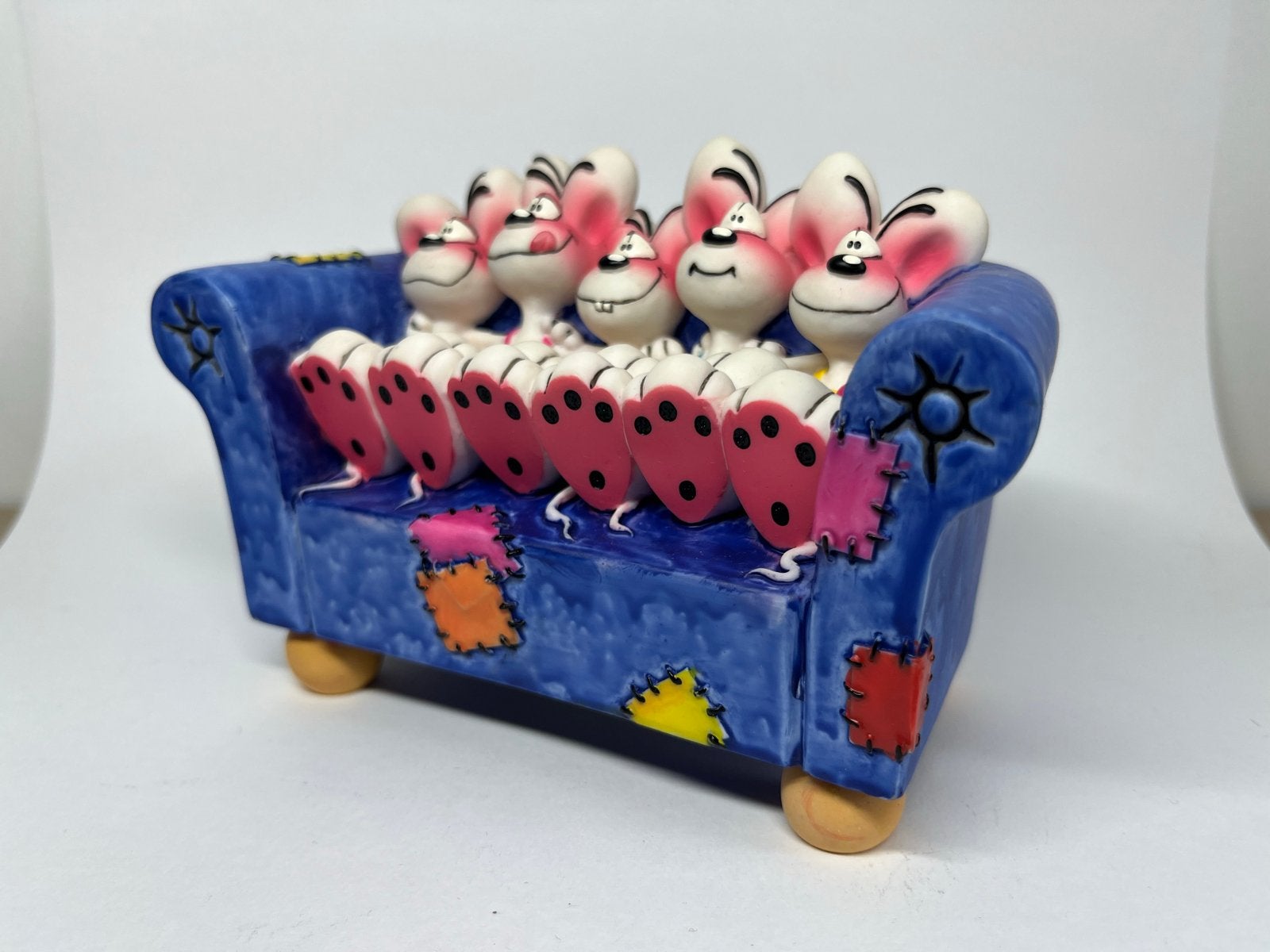 Diddl spaarpot bank met Diddl figuren, Ophalen of Verzenden, Verschillende figuren, Zo goed als nieuw, Beeldje of Figuurtje