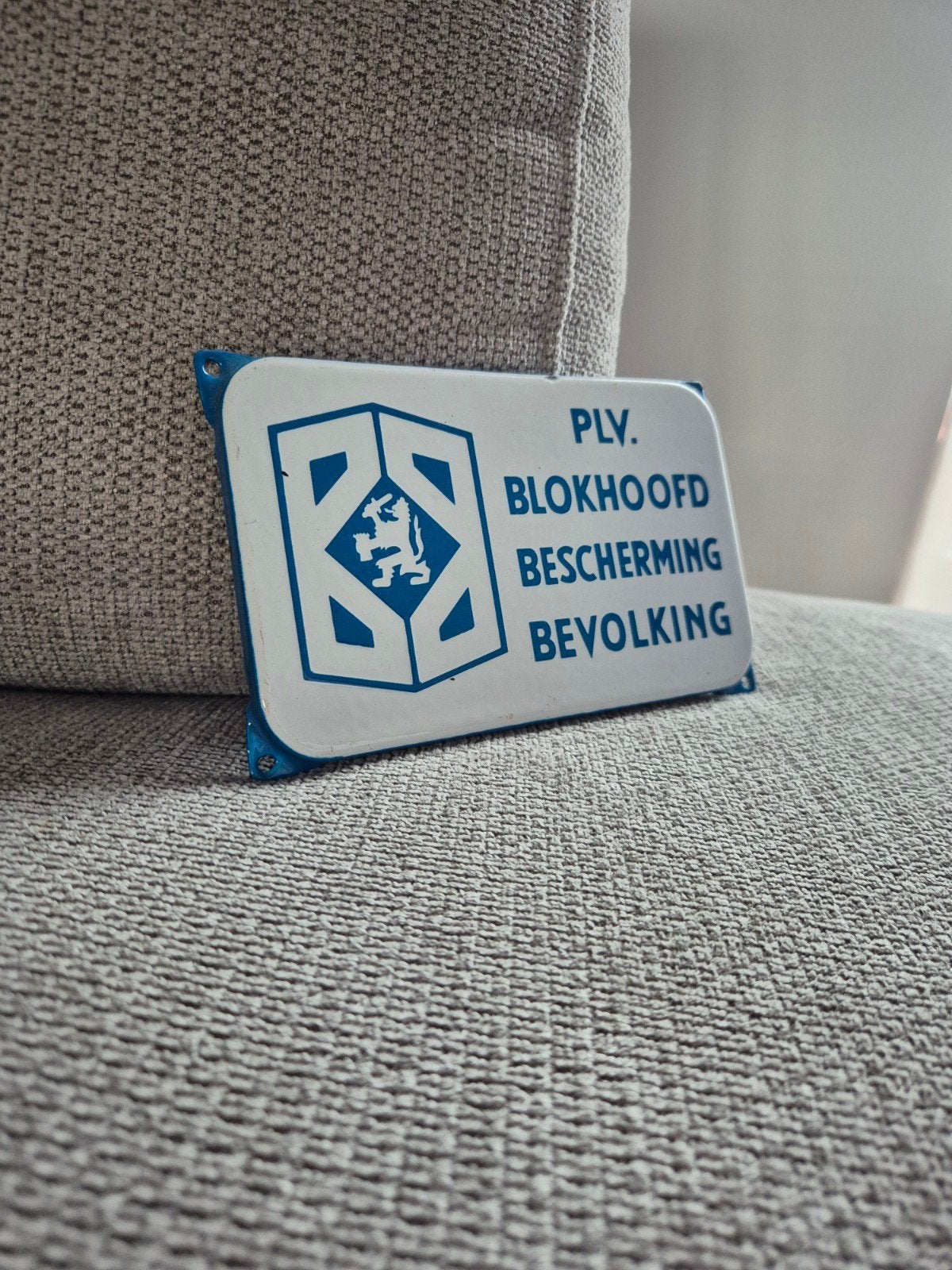 Emaille bord Blokhoofd Bescherming Bevolking, Ophalen of Verzenden, Gebruikt, Reclamebord