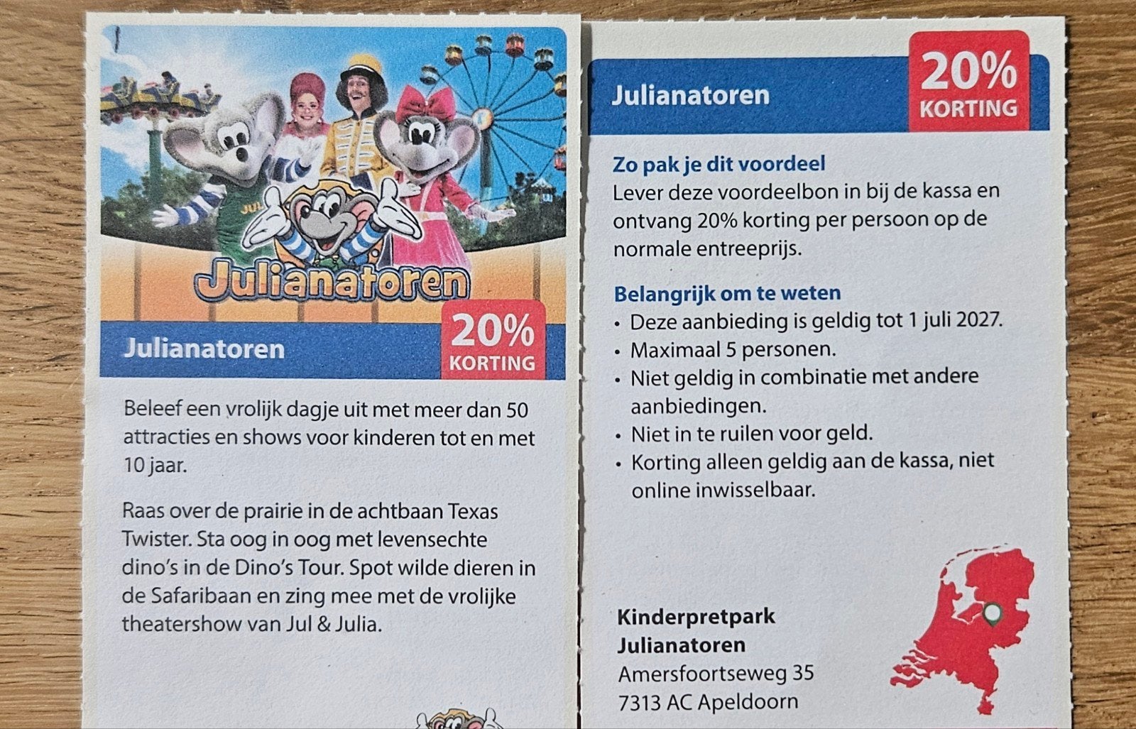 Kinderpretpark Julianatoren 20% korting .