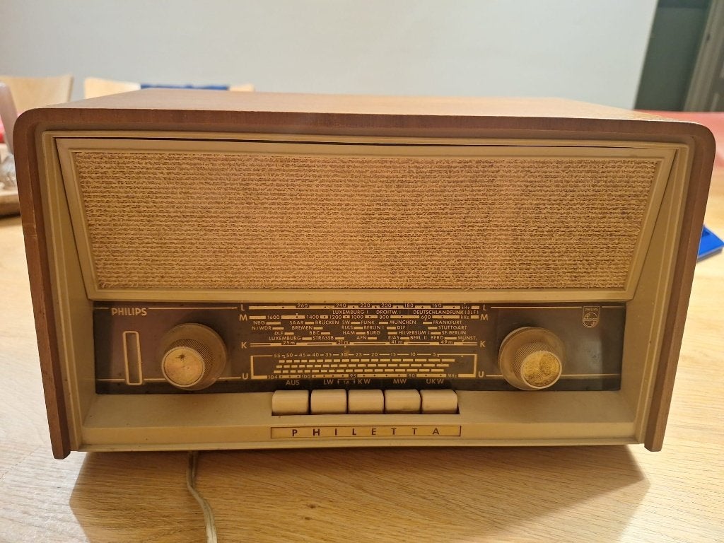 Vintage Philips Philetta de Luxe radio met klassieke kast, Ophalen of Verzenden