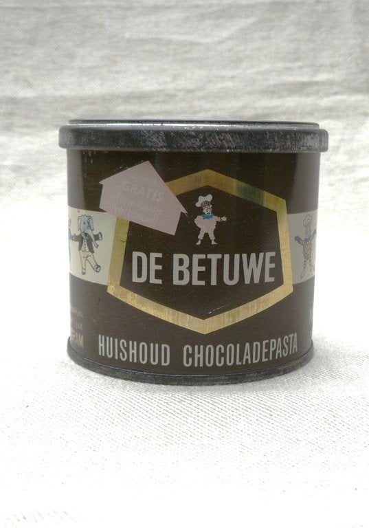 (leeg!)De Betuwe Flipje huishoud chocoladepasta 450 gr. Tiel, Verzamelen, Blikken, Ophalen of Verzenden, Gebruikt, Overige