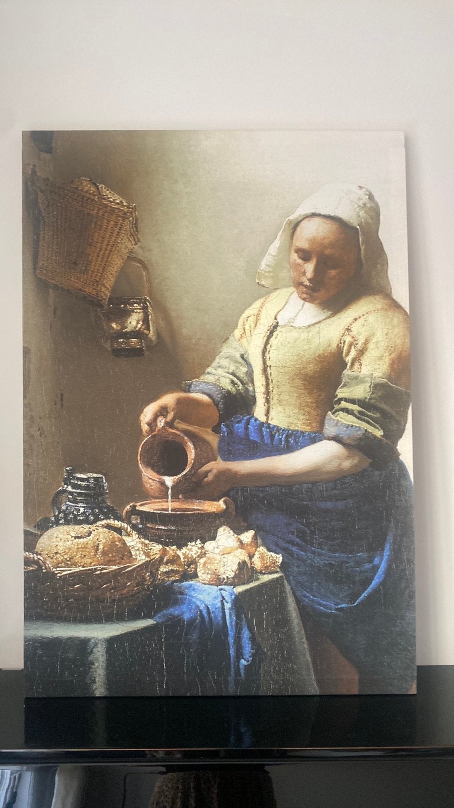 Mooie grote print op doek! Melkmeisje!, Huis en Inrichting, Ophalen of Verzenden, Zo goed als nieuw, 125 cm of meer, Schilderij