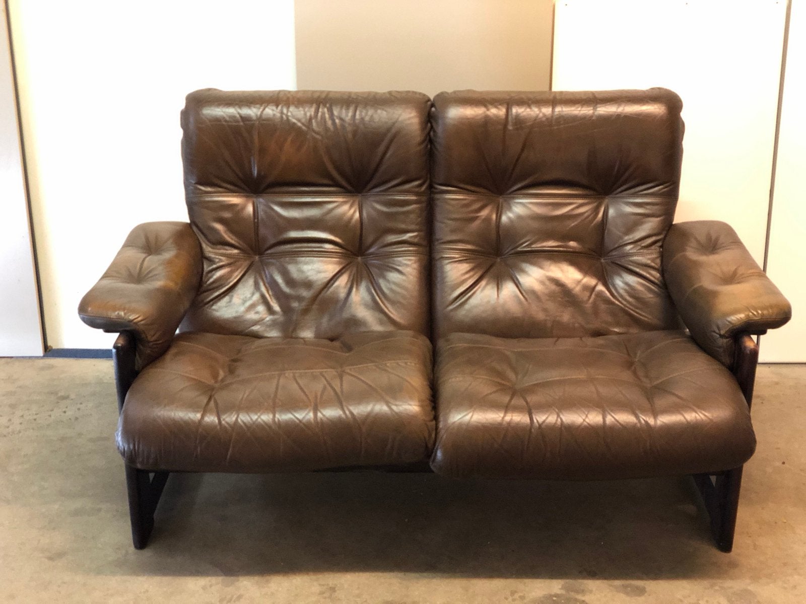 Vintage mid century coja klein bankje, Ophalen, Tweepersoons, 75 tot 100 cm, Zo goed als nieuw