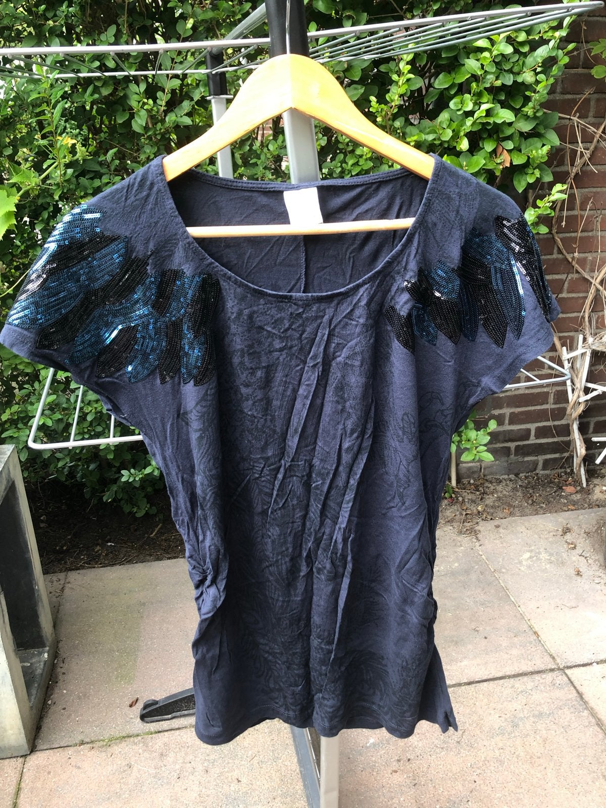 Mamalicious zwangerschapsshirt met pailletten, maat M, Maat 38/40 (M), Blauw, Gedragen, Shirt of Top