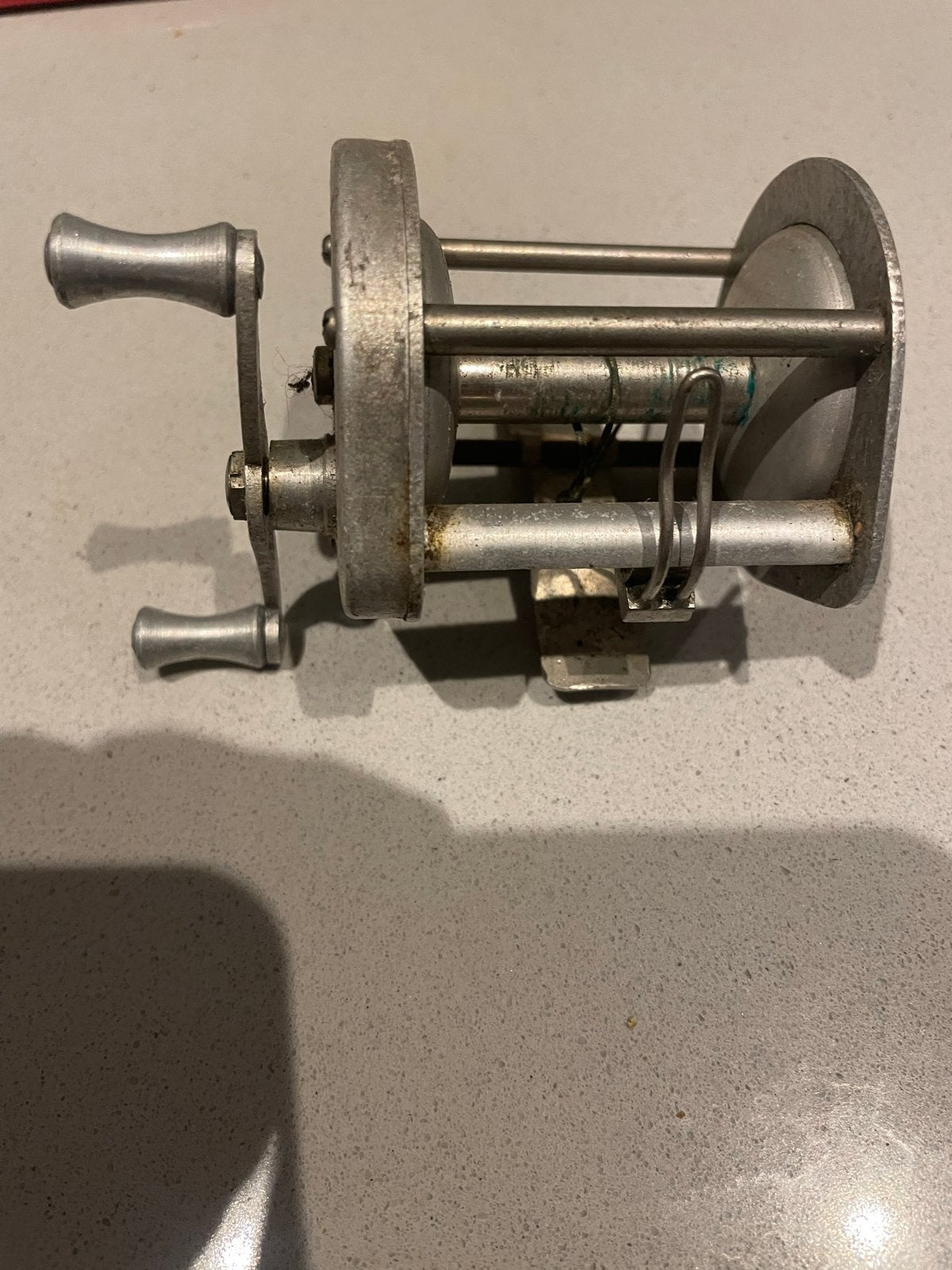 Vintage baitxaster reel, Ophalen of Verzenden, Gebruikt, Molen