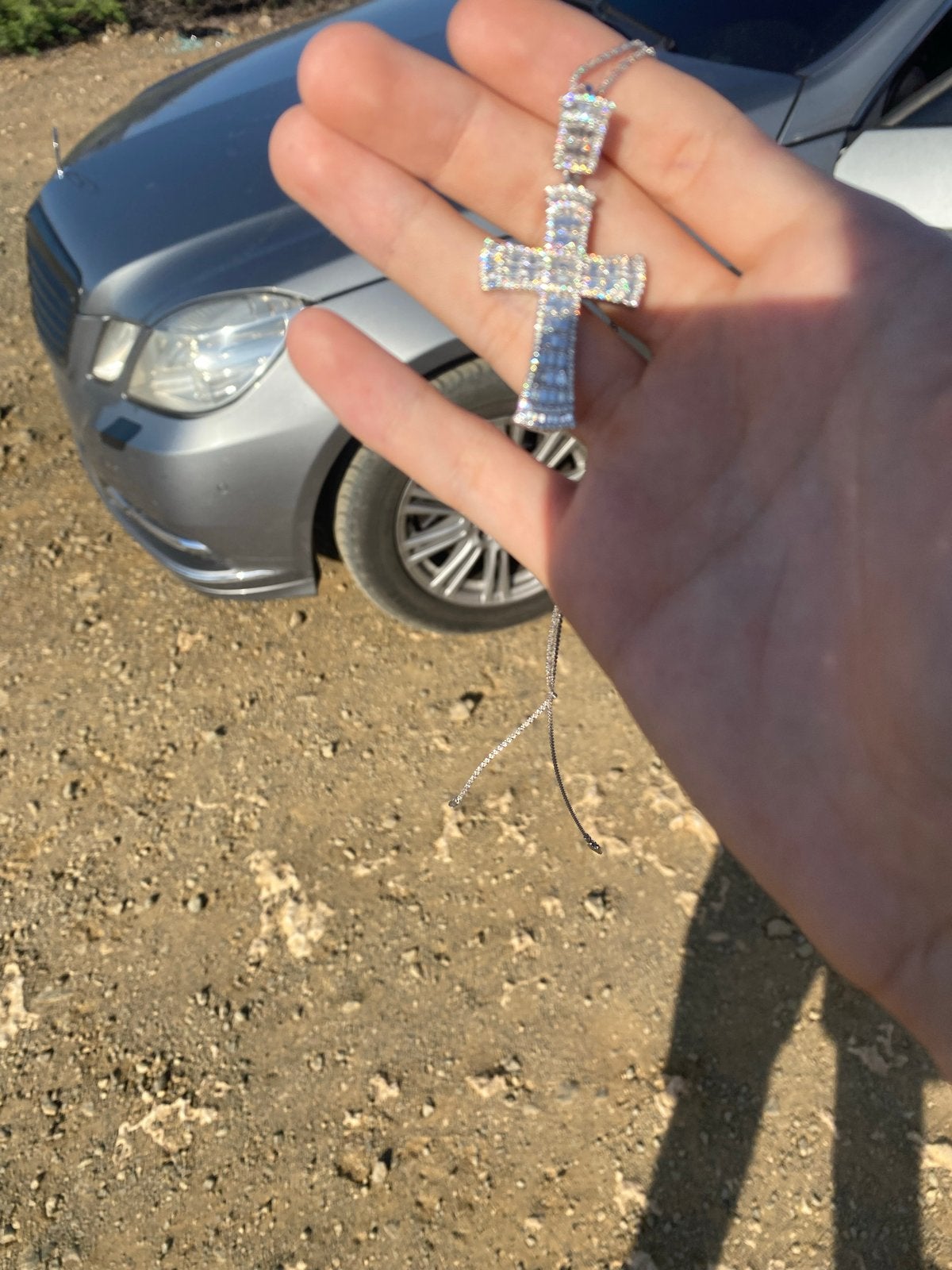 *REAL*Zilveren Kruis Hanger met VVS1 Moissanite, Ophalen, Met edelsteen, Zo goed als nieuw, Steen of Mineraal
