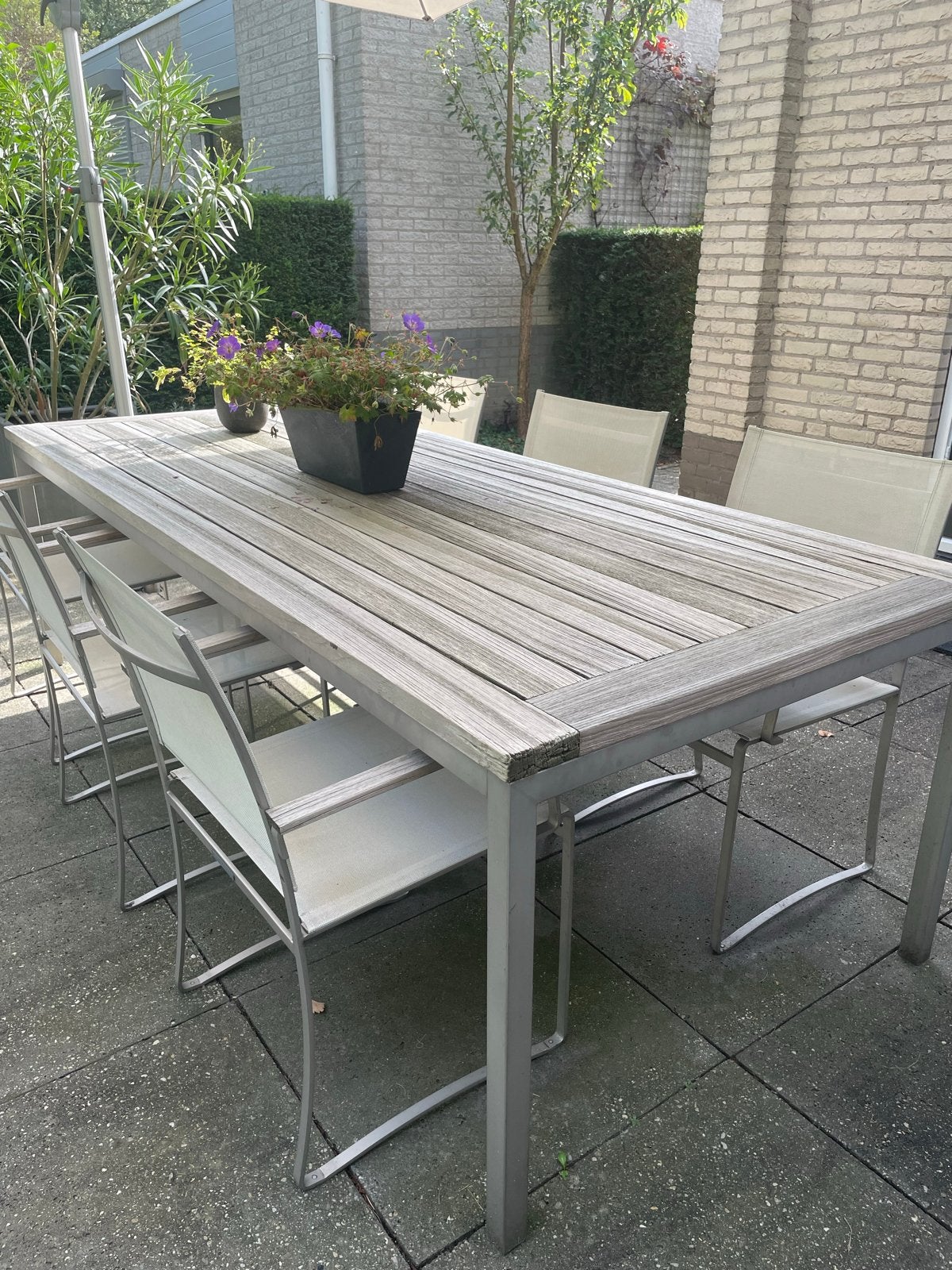 Robuuste Teak eettafel Royal Botania 240x100 cm, Tuin en Terras, Ophalen, Gebruikt, Rechthoekig, Teakhout