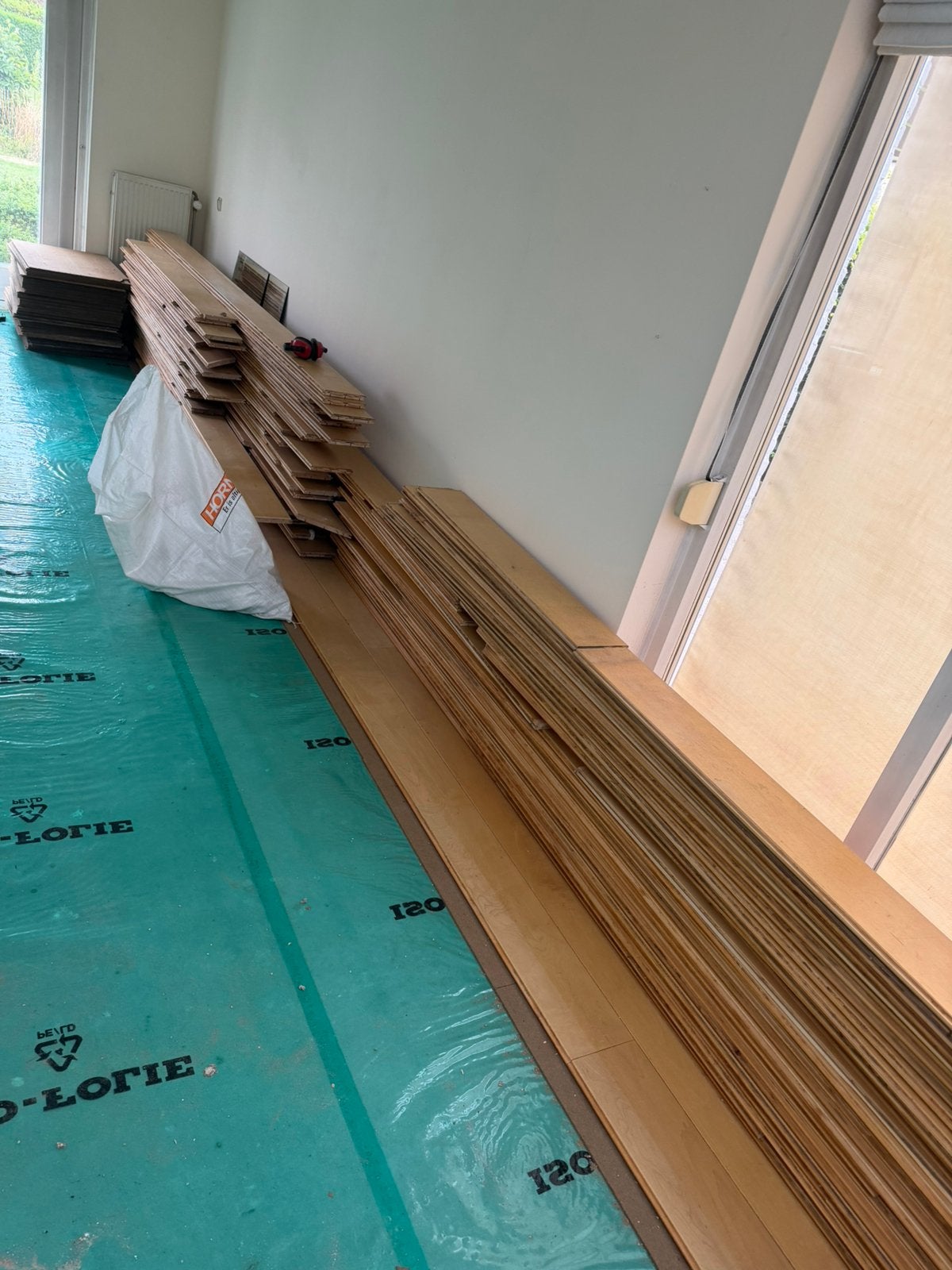 60m2 maple esdoorn en 35m2 vuren houten vloer, Ophalen, Gebruikt, Vloerdelen of -planken, 10 m² of meer