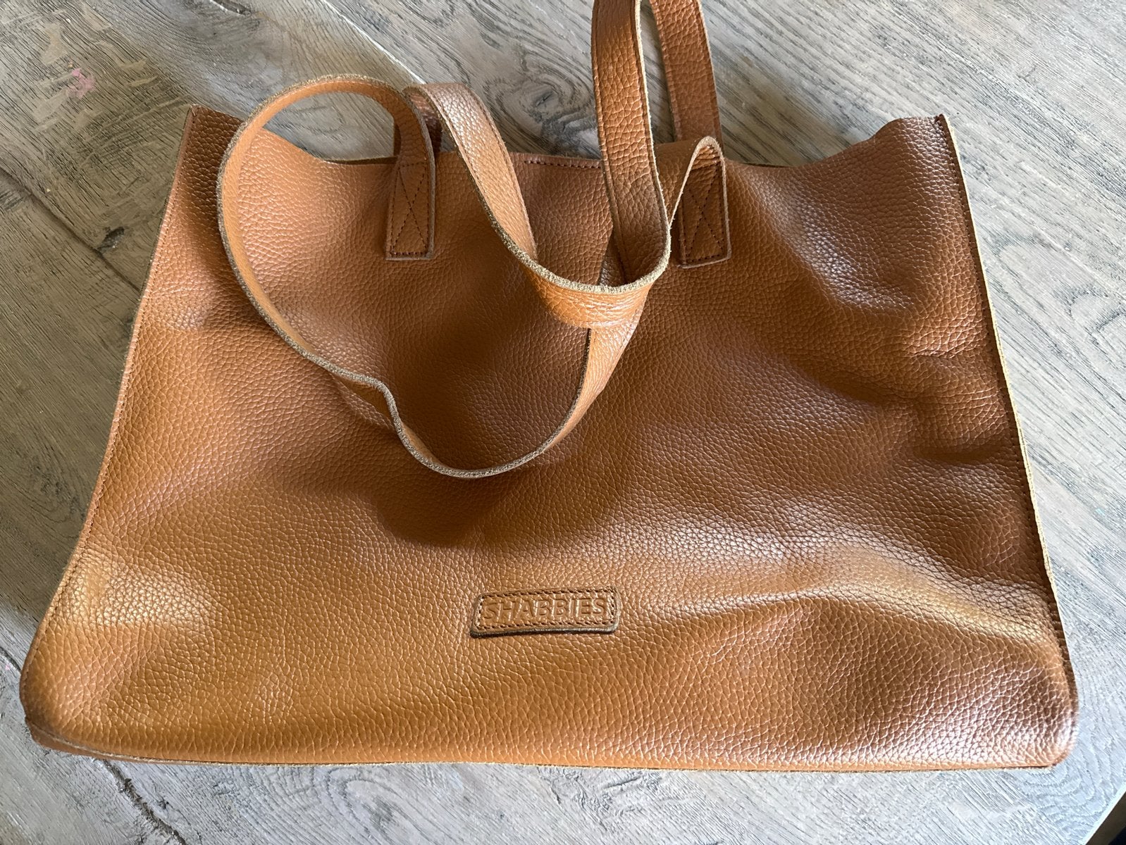 Shabbies Amsterdam Leren Shopper - Cognac, Sieraden, Tassen en Uiterlijk, Tassen | Damestassen, Ophalen of Verzenden, Gebruikt